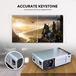 Wownect Android T6 Video Projector 3500 Lumens HD 1080P Supported Portable Movie Projector with 120" Display Download Apps Bluetooth WiFi Home Theater Projector Compatible with HDMI/USB/AV Ports